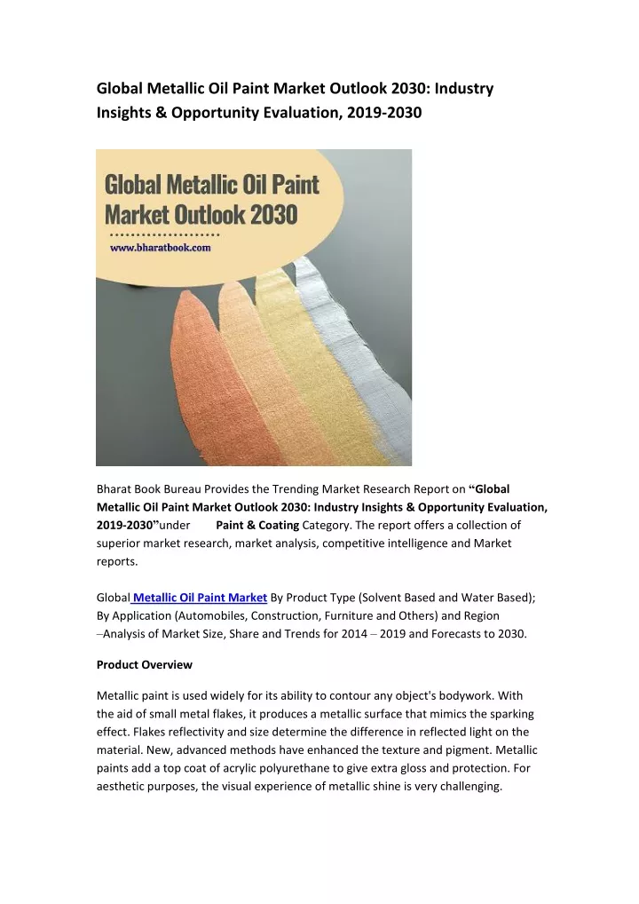 global metallic oil paint market outlook 2030