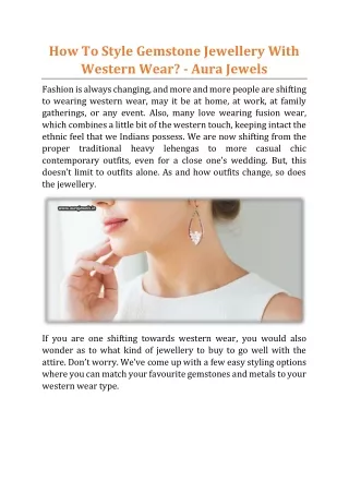 How To Style Gemstone Jewellery With Western Wear - Aura Jewels