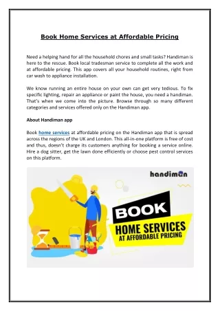 Book Home Services at Affordable Pricing