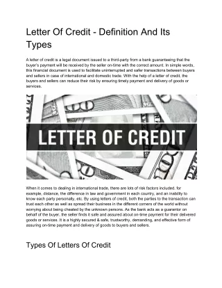 letter of credit definition and its types