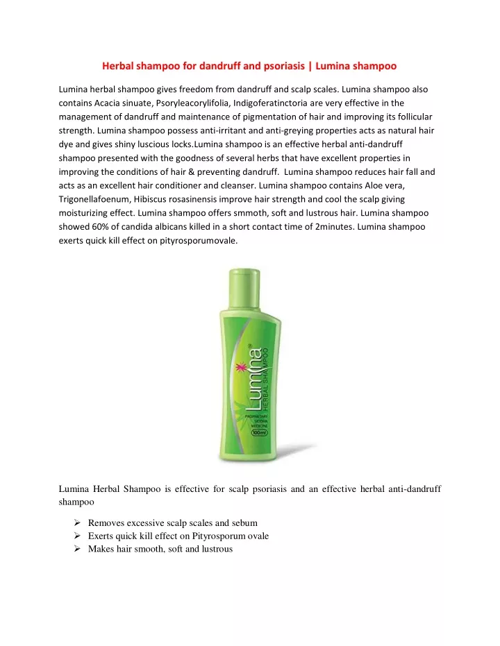 herbal shampoo for dandruff and psoriasis lumina