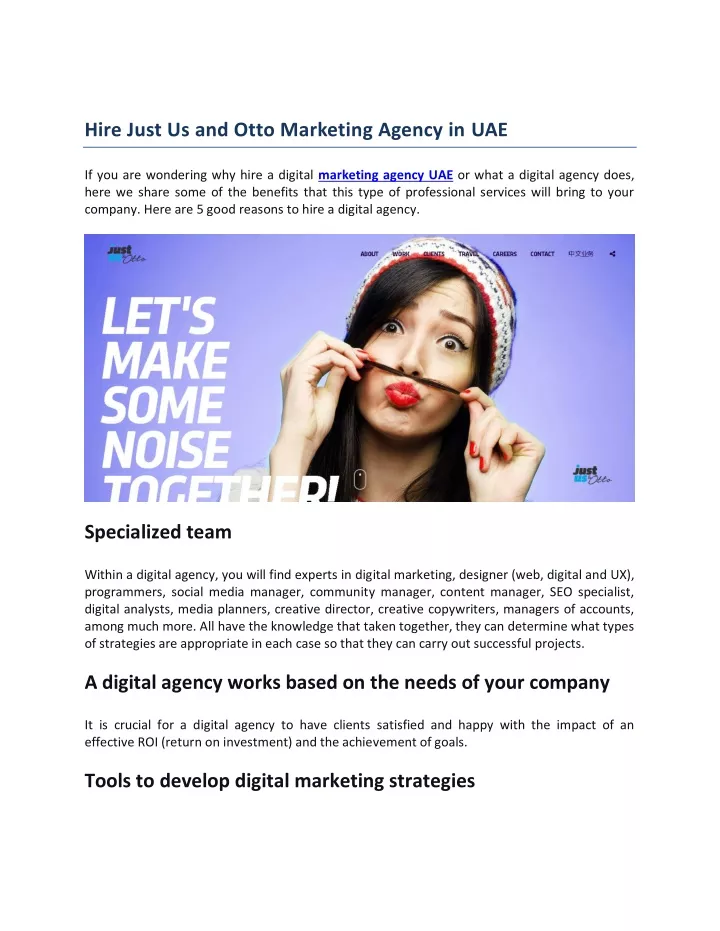 hire just us and otto marketing agency in uae