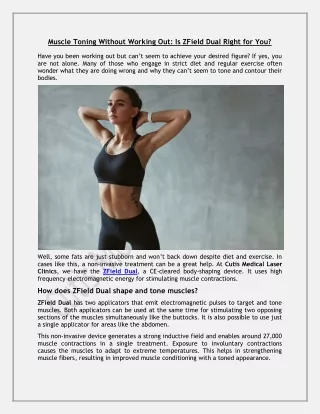 muscle toning without working out is zfield dual