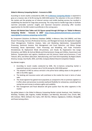 global in memory computing market forecasts
