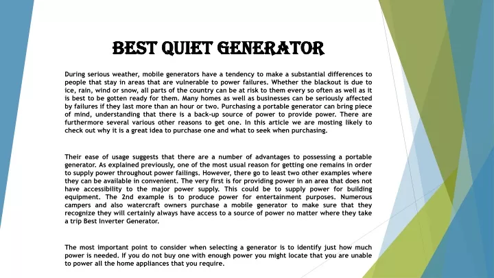 best quiet generator
