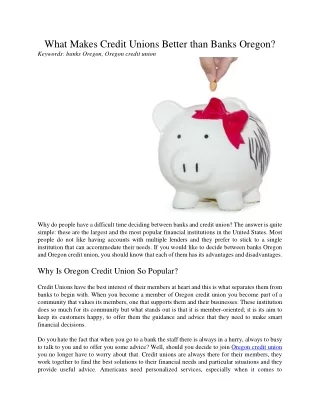 what makes credit unions better than banks oregon