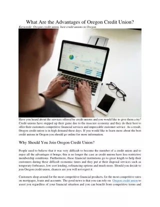 what are the advantages of oregon credit union