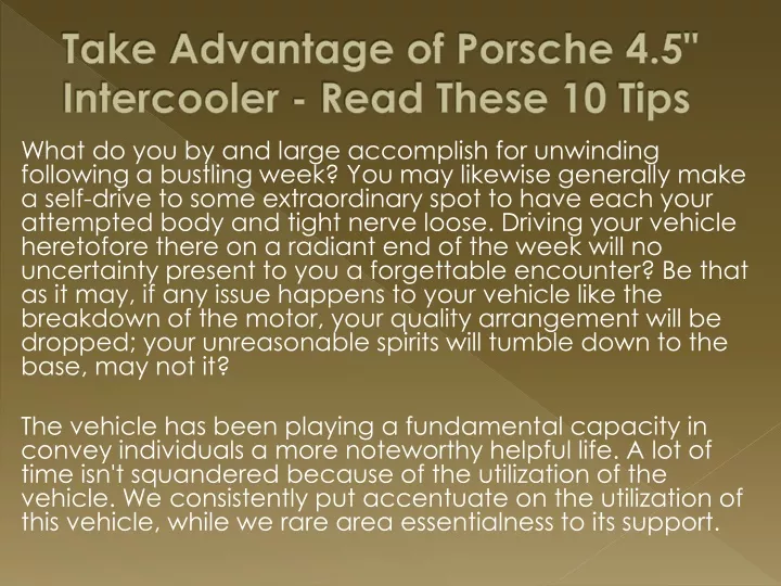 take advantage of porsche 4 5 intercooler read these 10 tips