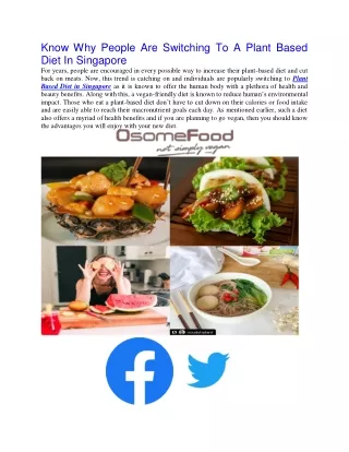 Whole Food Plant Based Diet Singapore | Osomefood.com