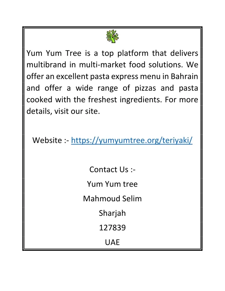 yum yum tree is a top platform that delivers