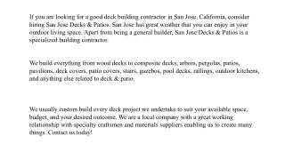 Deck Building Contractors in San Jose CA