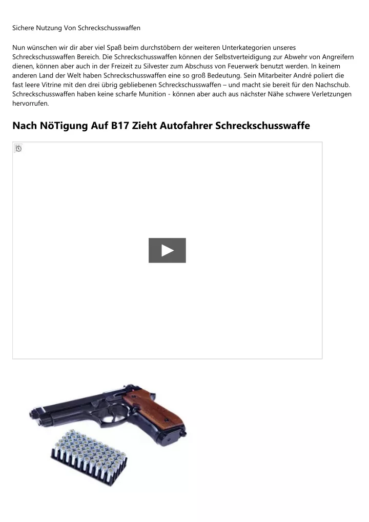 sichere nutzung von schreckschusswaffen