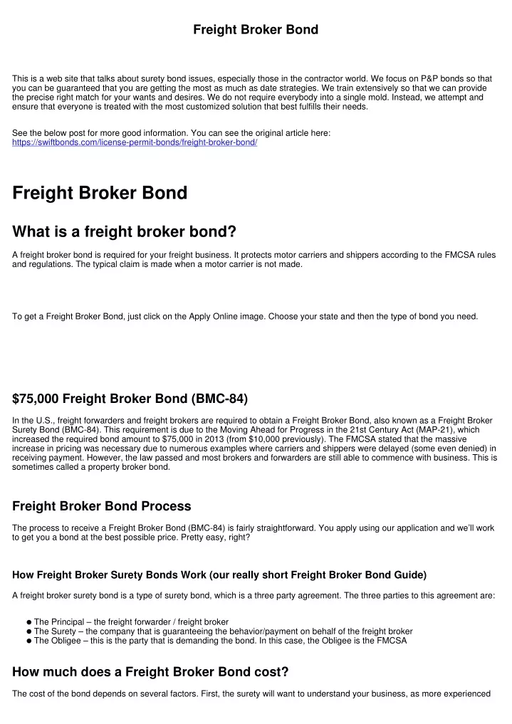 freight broker bond