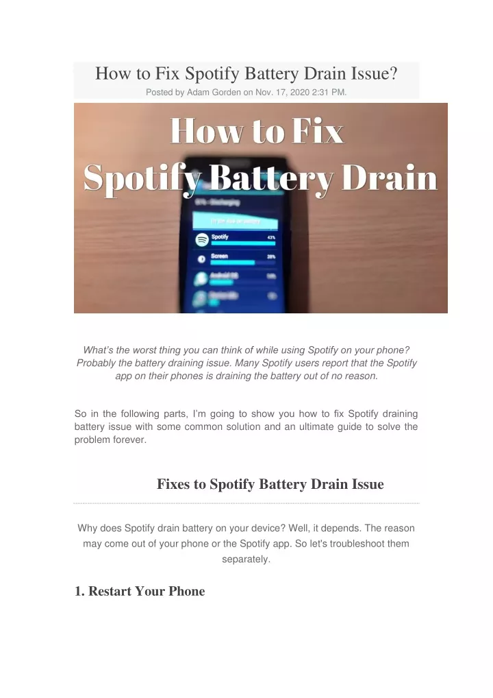 how to fix spotify battery drain issue posted