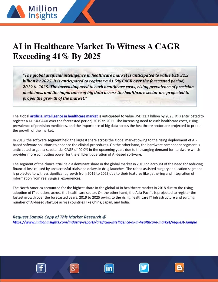ai in healthcare market to witness a cagr