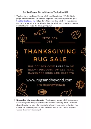 Best Rug Cleaning Tips and tricks this Thanksgiving 2020
