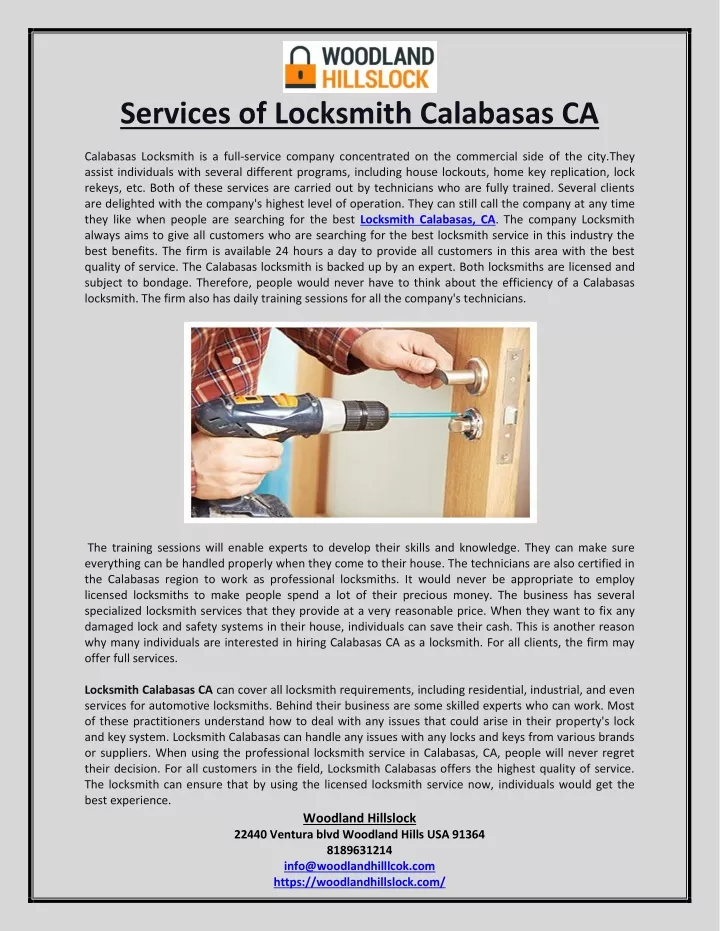services of locksmith calabasas ca
