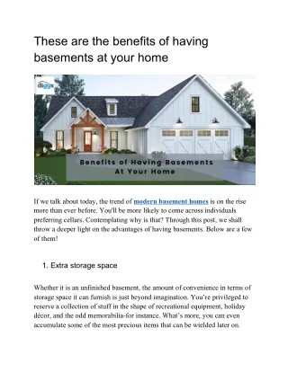 these are the benefits of having basements