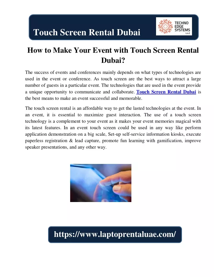 touch screen rental dubai