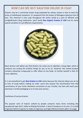 How can we buy Kratom online in USA?