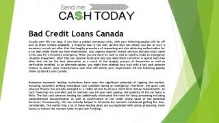 bad credit loans canada