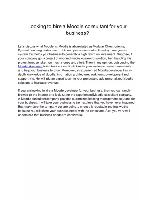Looking to hire a Moodle consultant for your business?