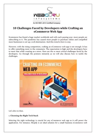 10 challenges faced by developers while crafting