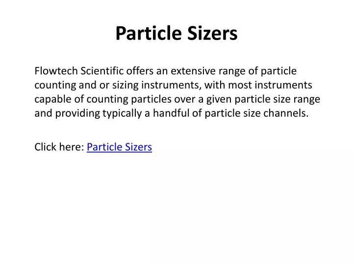 particle sizers