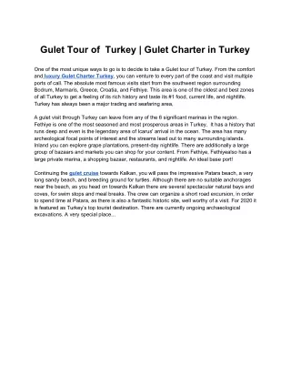 Gulet Tour of  Turkey | Gulet Charter in Turkey