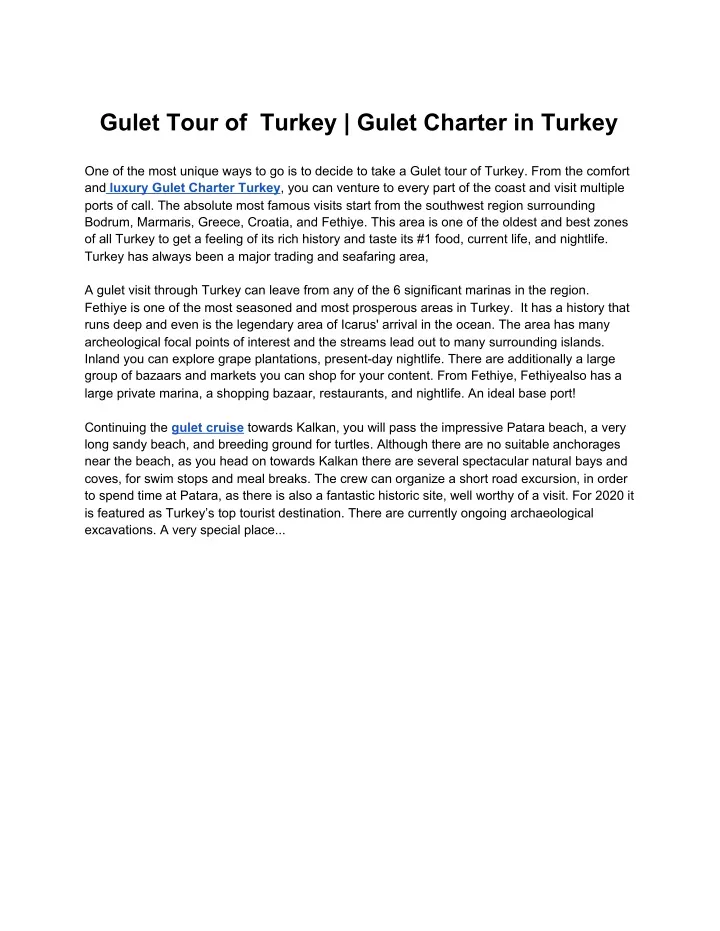 gulet tour of turkey gulet charter in turkey