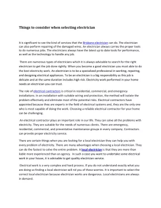 things to consider when selecting electrician