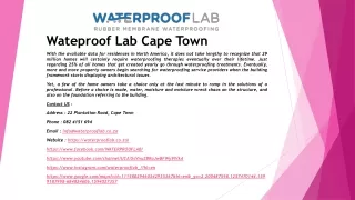 wateproof lab cape town