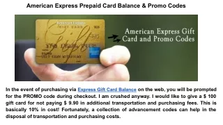 american express prepaid card balance promo codes