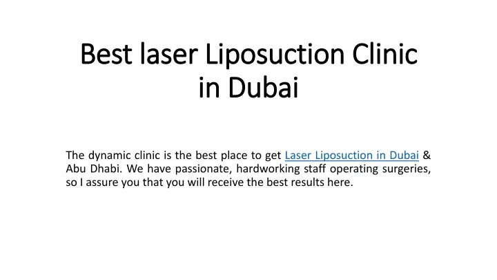 best laser liposuction clinic in dubai