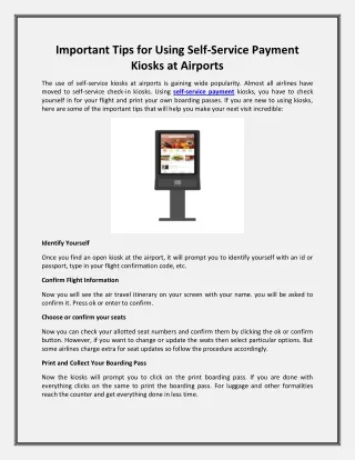 Important Tips for Using Self-Service Payment Kiosks at Airports