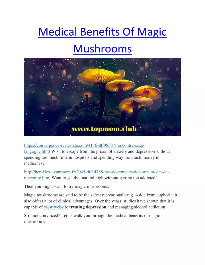 medical benefits of magic mushrooms