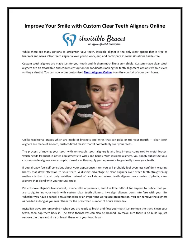 improve your smile with custom clear teeth
