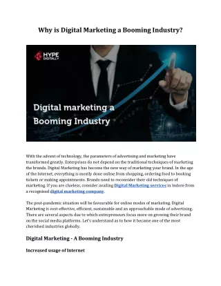 Digital Marketing a Booming Industry | Digital Marketing Services