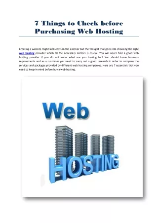 7 things to check before purchasing web hosting