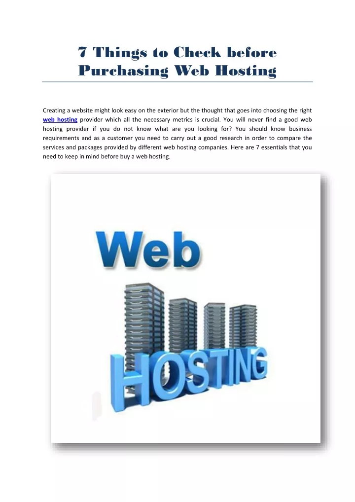 7 things to check before purchasing web hosting