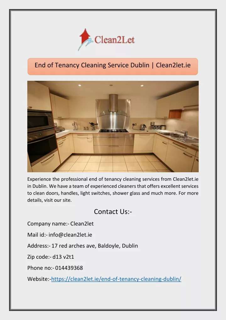 end of tenancy cleaning service dublin clean2let