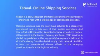 Tabaal- Online Shipping Services | Revamping The Operational Cycle