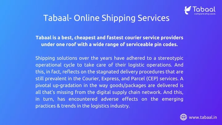 tabaal online shipping services