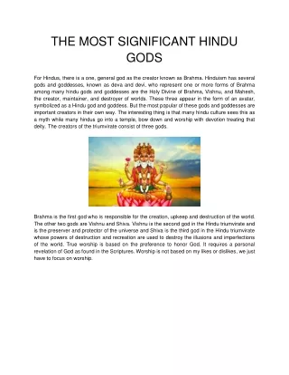 THE MOST SIGNIFICANT HINDU GODS