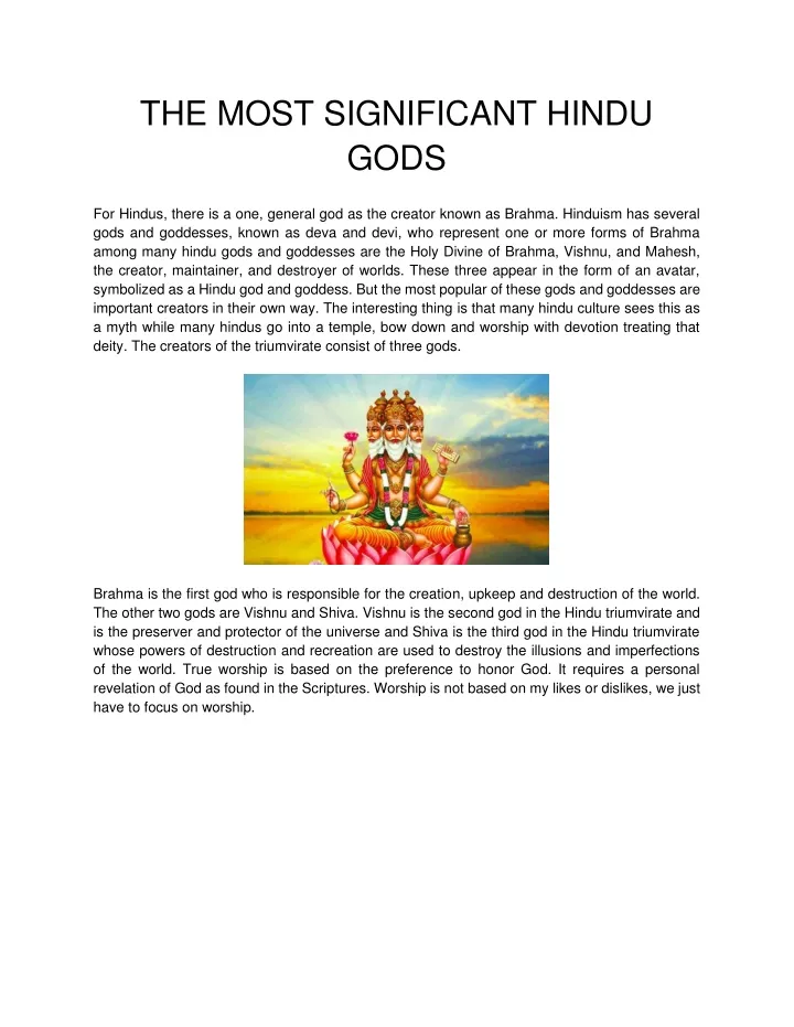 the most significant hindu gods