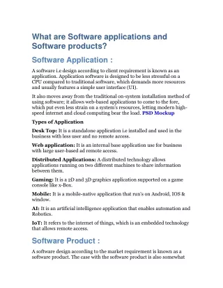 What are Software applications and Software products?
