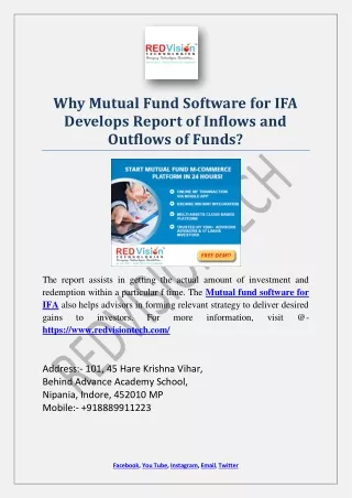 why mutual fund software for ifa develops report