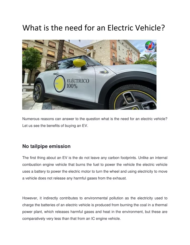 what is the need for an electric vehicle