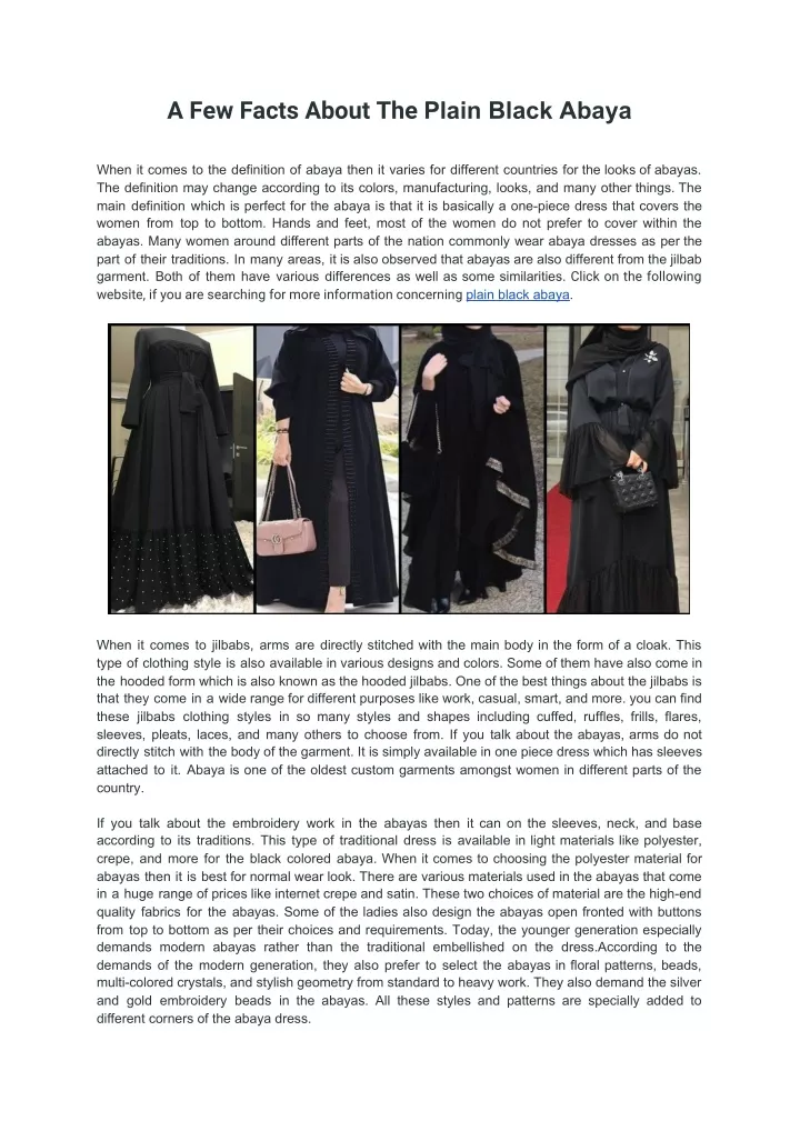 a few facts about the plain black abaya