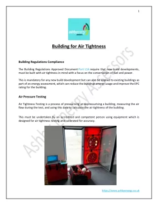 Building for Air Tightness